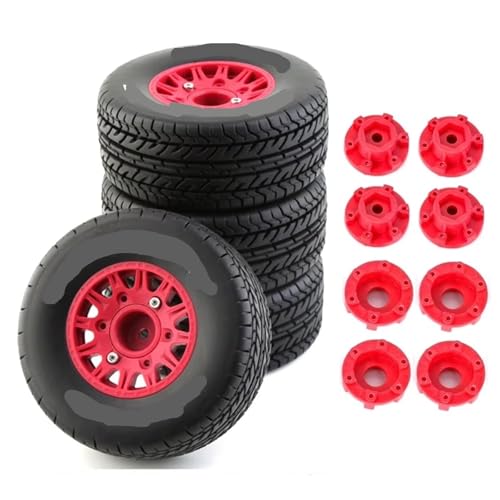 RC Autoteile Kompatibel Mit TRAXXAS Für Slash Für ARRMA SCTX10 RC Auto 4 Stück 113 Mm 1/8 1/10 Short Course Truck Reifen Mit 12 Mm 14 Mm 17 Mm Radsechskant(Red) von APMXQWIL