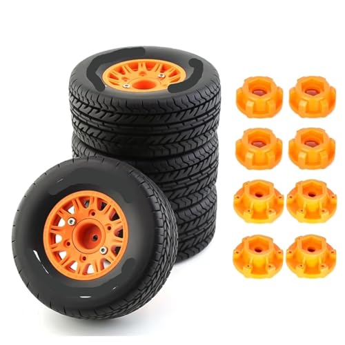RC Autoteile Kompatibel Mit TRAXXAS Für Slash Für ARRMA SCTX10 RC Auto 4 Stück 113 Mm 1/8 1/10 Short Course Truck Reifen Mit 12 Mm 14 Mm 17 Mm Radsechskant(Yellow) von APMXQWIL