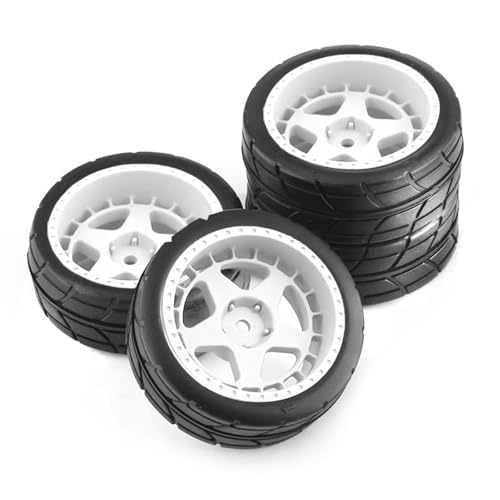 RC Autoteile Kompatibel Mit Tamiya Für TT02 XV01 XV02 TA06 PTG-2 144001 144010 124007 124017 110 RC Für Rennwagen 4 Stück 65 Mm Gummireifen(White) von APMXQWIL