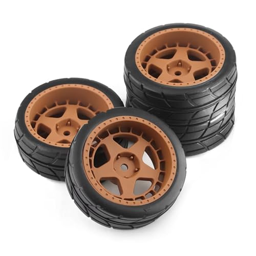 RC Autoteile Kompatibel Mit Tamiya Für TT02 XV01 XV02 TA06 PTG-2 144001 144010 124007 124017 110 RC Für Rennwagen 4 Stück 65 Mm Gummireifen(Yellow) von APMXQWIL