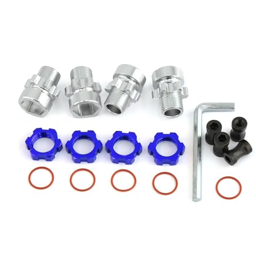 RC Autoteile Kompatibel Mit Traxxas 1/10 Für Slash Für Rustler Für Stampede 2WD 4X4 RC Autoteile Metall 12 Mm Bis 17 Mm Splined Wheel Hex Hub Adapter(Blue) von APMXQWIL