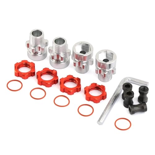 RC Autoteile Kompatibel Mit Traxxas Für Slash Für Rustler 1/10 2WD 4X4 2WD 4X4 RC Autoteile. Metall 12 Mm Bis 17 Mm Splined Wheel Hex Hub Adapter(Red) von APMXQWIL