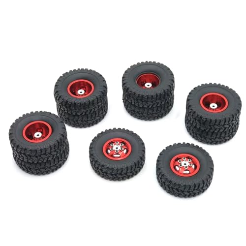 RC Autoteile Kompatibel Mit WPL B16 B36 Für JJRC Q60 Q63 Q64 Für Fayee FY004 Für MN-77 6WD 6X6 RC Autoteile Doppelrad Metall Radnabe Felgenreifen(Red) von APMXQWIL