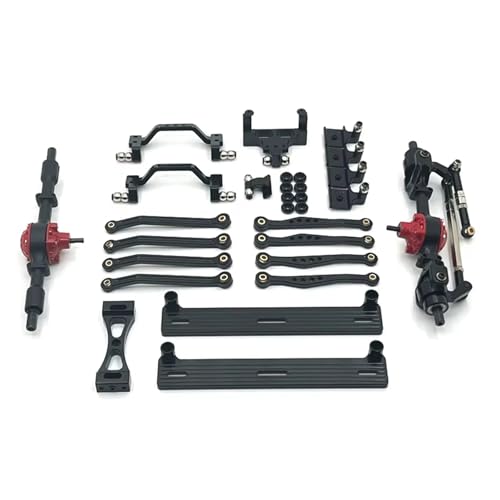 RC Autoteile Kompatibel Mit WPL C64 C64-1 1/16 RC-Autoteile, Metall-Vorder- Und Hinterachse Für Fahrgestell-Verbindungsstange, Zugstangenmontage, Seitenpedal-Stoßdämpfer-Montageset(Black) von APMXQWIL