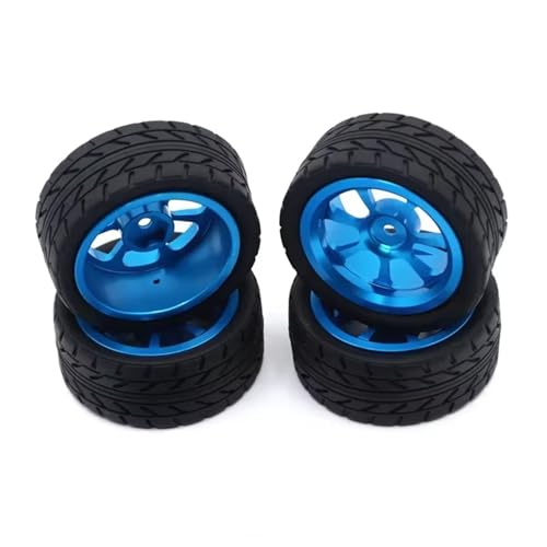 RC Autoteile Kompatibel Mit Wltoys 144001 144010 124007 124016 124019 A959 A959-B 4 Stück 65 Mm Gummireifen Metallfelge 12 Mm Sechskant Für RC-Auto-Upgrade-Teile(Blue) von APMXQWIL