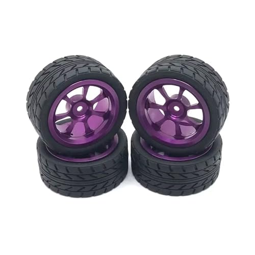 RC Autoteile Kompatibel Mit Wltoys 144001 144010 124007 124016 124019 A959 A959-B 4 Stück 65 Mm Gummireifen Metallfelge 12 Mm Sechskant Für RC-Auto-Upgrade-Teile(Purple) von APMXQWIL