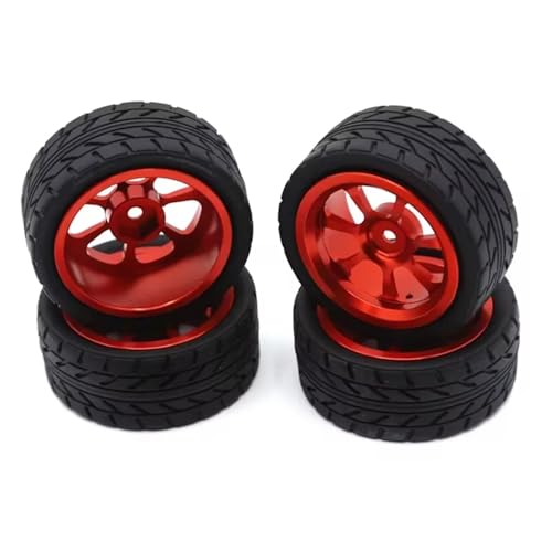 RC Autoteile Kompatibel Mit Wltoys 144001 144010 124007 124016 124019 A959 A959-B 4 Stück 65 Mm Gummireifen Metallfelge 12 Mm Sechskant Für RC-Auto-Upgrade-Teile(Red) von APMXQWIL