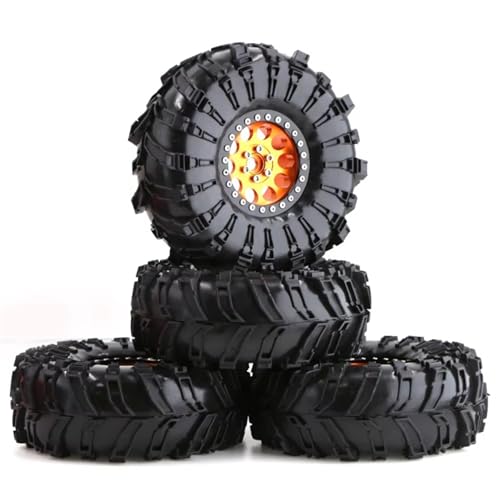 RC Reifen Felgen Kompatibel Mit Axial Für SCX10 Für Wraith Für Capra Für Traxxas D90 1/10 RC Crawler Auto 4PCS 140mm Metall 2,2 Beadlock Felge Reifen Set von APMXQWIL