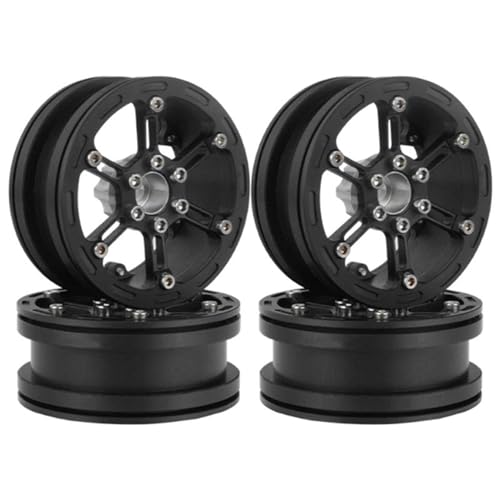 RC Reifen Felgen Kompatibel Mit Axial Für SCX10 Für Wraith Für Capra RR10 Für Traxxas TRX4 2,2 Metall Beadlock Felge Nabe Für 1/10 RC Crawler Auto(Black) von APMXQWIL