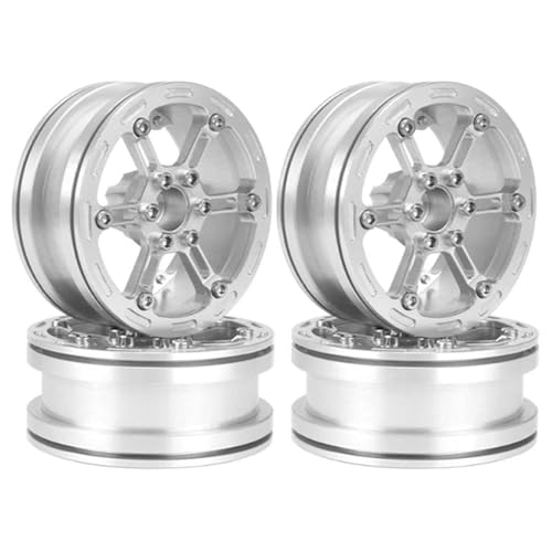 RC Reifen Felgen Kompatibel Mit Axial Für SCX10 Für Wraith Für Capra RR10 Für Traxxas TRX4 2,2 Metall Beadlock Felge Nabe Für 1/10 RC Crawler Auto(White) von APMXQWIL