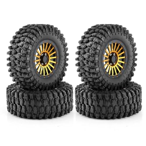RC Reifen Felgen Kompatibel Mit Axial Für SCX10 Für Wraith RR10 4 Stück 135 Mm 2,6 Zoll Metall-Beadlock-Felgen-Gummireifen-Set Für 1/8 1/10 RC Crawler Car(Yellow,A) von APMXQWIL