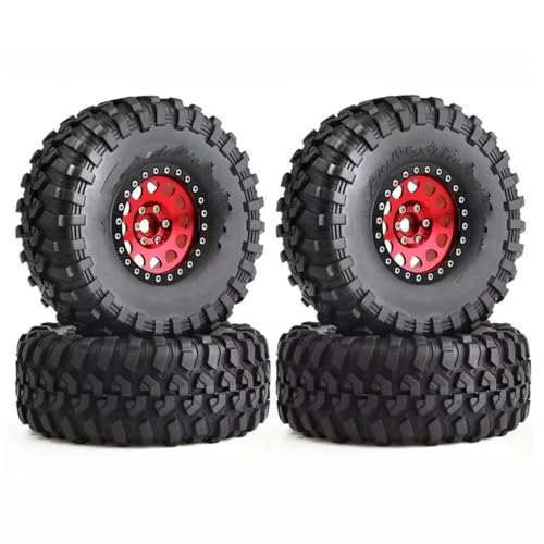 RC Reifen Felgen Kompatibel Mit Axial Für SCX10 Für Wraith RR10 Für Capra Für Traxxas 1/10 RC Crawler Auto 135 Mm Metall 2,2 Zoll Beadlock-Felge Reifen-Set(Red) von APMXQWIL