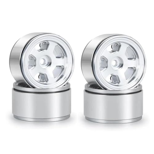 RC Reifen Felgen Kompatibel Mit Axial Für SCX24 90081 AXI00002 Deadbolt 4PCS 1,0" CNC Metall Beadlock Felgen Für 1/24 RC Crawler Auto RC Auto Reifen(White) von APMXQWIL