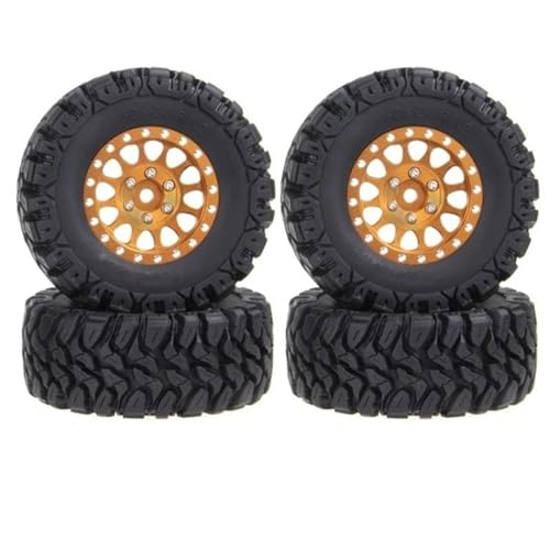 RC Reifen Felgen Kompatibel Mit Axial Für SCX24 AX24 FCX24 TRX4M 4-teiliges 62 X 24 Mm 1,2-Zoll-Metall-Beadlock-Felgen-Reifen-Set Für 1/18 1/24 RC Crawler Car(Yellow) von APMXQWIL