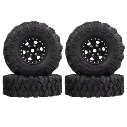 RC Reifen Felgen Kompatibel Mit Axial Für SCX24 AX24 Für TRX4M Für FCX24 1/18 1/24 RC Crawler Auto 4 Stücke 62X21mm 1,0 Zoll Metall Beadlock Felge Reifen Set(Black) von APMXQWIL