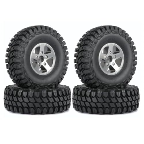 RC Reifen Felgen Kompatibel Mit Axial SCX10 Für Traxxas TRX4 D90 Für Redcat 1/10 RC Crawler Car, 4-teilig, 110 Mm, Metall 1,9 Beadlock-Felge, Gummireifen-Set(Gray) von APMXQWIL