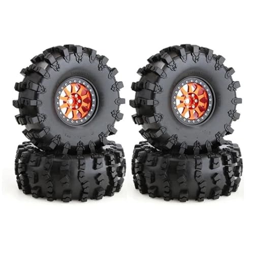 RC Reifen Felgen Kompatibel Mit Axial SCX10 Für Wraith Für Capra Für Traxxas TRX4 D90 1/10 RC Crawler Car, 4 Stück, 150 Mm, Metall 2.2 Beadlock-Felgenreifensatz(Orange) von APMXQWIL