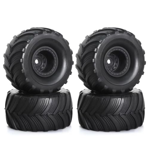 RC Reifen Felgen Kompatibel Mit TRX4M Für FMS Für FCX24 Für Axial Für SCX24 1/18 1/24 Für Monster Truck RC Crawler Autoteile 52 Mm 1,0 Zoll Felgenreifen-Set(Black) von APMXQWIL