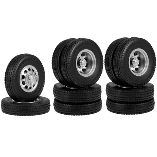 RC Reifen Felgen Kompatibel Mit Tamiya 1/14 RC Anhänger Traktor LKW Auto 6 PCS Metall Vorder- Und Hinterradnabe Gummireifen Radreifen Set RC Reifen Felgen Kompatibel Mit Tamiya 1/14 RC Anhänger Traktor LKW Auto 6 PCS Metall Vorder- Und Hinterradnabe Gummireifen Radreifen Set von APMXQWIL