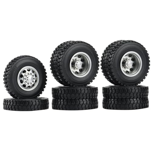 RC Reifen Felgen Kompatibel Mit Tamiya 1/14 RC Anhänger Traktor LKW Auto Ersatzteile 6 PCS Metall Vorder- Und Hinterradnabe Gummireifen Radreifen von APMXQWIL