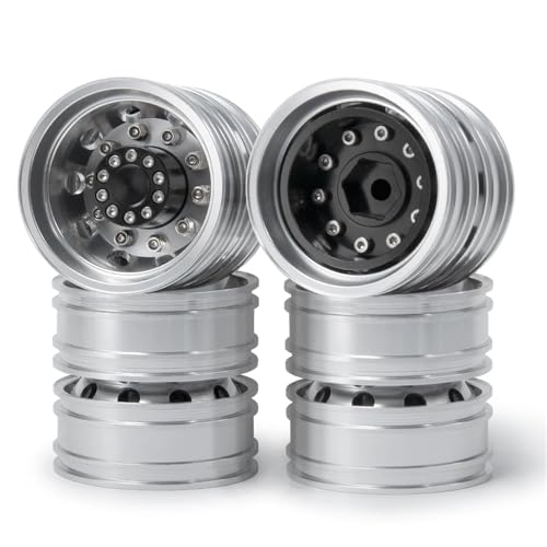 RC Reifen Felgen Kompatibel Mit Tamiya 1/14 RC Anhänger Traktor LKW Auto Rad Reifen Upgrade Teile Hinterradfelge Aluminiumlegierung(4pcs) von APMXQWIL