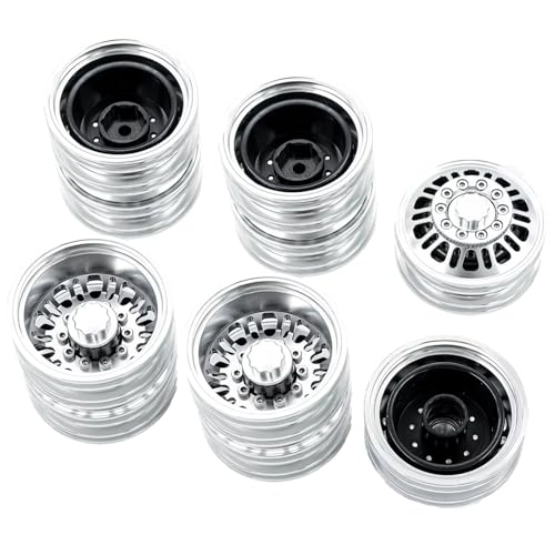RC Reifen Felgen Kompatibel Mit Tamiya 1/14 RC Anhänger Traktor LKW Auto Upgrade Teile Rad Reifen Komplettset Metall Vorder- Und Hinterradnabe 6PCS von APMXQWIL