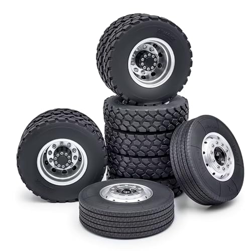 RC Reifen Felgen Kompatibel Mit Tamiya 6x6 Räder, Reifensatz, Metall, Vorder- Und Hinterradnabe, Gummireifen Für 1/14 RC Truck, Traktor, Auto, Upgrade-Zubehör RC Reifen Felgen Kompatibel Mit Tamiya 6x6 Räder, Reifensatz, Metall, Vorder- Und Hinterradnabe, Gummireifen Für 1/14 RC Truck, Traktor, Auto, Upgrade-Zubehör von APMXQWIL