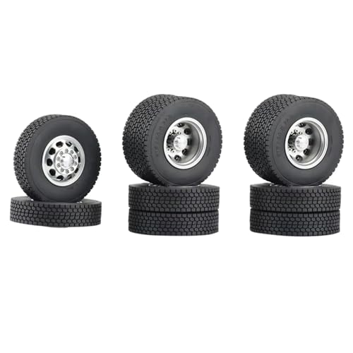 RC Reifen Felgen Kompatibel Mit Tamiya Für Scania 1/14 RC Sattelauflieger Traktor LKW Autoteile Metall Vorder- Und Hinterradfelgen Nabe Mit 22 Mm Gummireifen von APMXQWIL