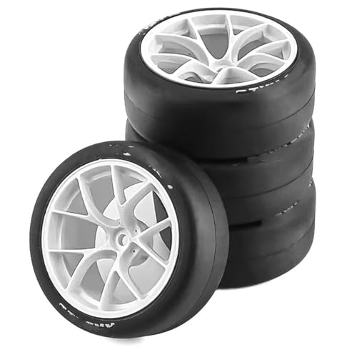 RC Reifen Felgen Kompatibel Mit Tamiya Für TT01 Für TT02 XV01 PTG-2 1/10 RC Drift Car On Road Für Touring Für Rennwagen-Reifenrad 65 Mm Harter Driftreifen(White,A) von APMXQWIL