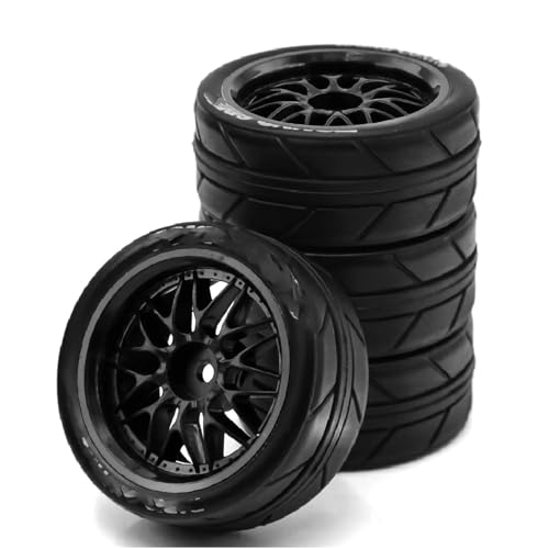 RC Reifen Felgen Kompatibel Mit Tamiya Für TT01 TT01E Für TT02 Für TT02B TA06 XV01 1/10 RC Für Rennwagenteile 4 Stück 65 Mm Gummireifen Radreifen 12 Mm Sechskant(Black) von APMXQWIL
