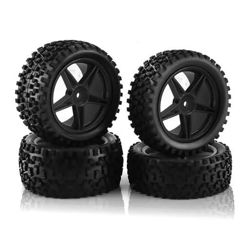 RC Reifen Felgen Kompatibel Mit Tamiya Wltoys 144001, Widerstandsfähigen Offroad-Reifen, Kunststofffelge, Gummireifen Für 1:10 RC-Car HSP 94107, 94166, 94106, 94155(Color1) von APMXQWIL