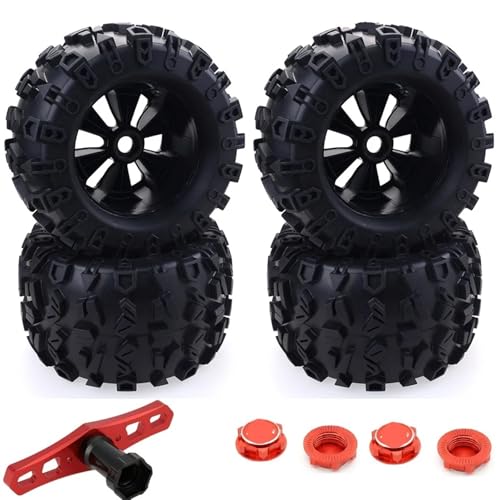 RC Reifen Felgen Kompatibel Mit Traxxas, Für Maxx, Für Tmaxx, Für E-Revo, Für Revo 3.3, Für JLB, Für Cheetah, 1/8 Maßstab, 17 Mm Sechskant-RC-Truck-Reifen Und Felgen-Set(8483 Tire Tool) von APMXQWIL