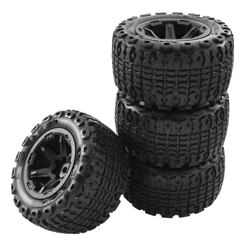 RC Reifen Felgen Kompatibel Mit Traxxas Für HSP Für HPI Für Tamiya Für Kyosho 1/10 RC-Teile 104 Mm Für Monster Truck Für Buggy-Reifen Rad 12 Mm Sechskant(Black) von APMXQWIL