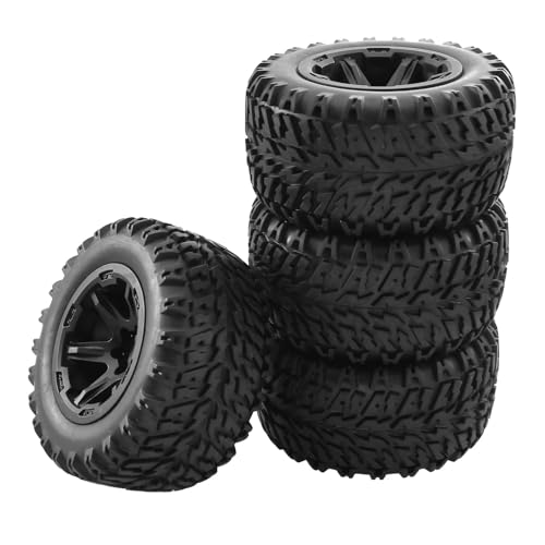 RC Reifen Felgen Kompatibel Mit Traxxas Für HSP Für HPI Für Tamiya Für Kyosho Für Wltoys 1/10 Für Monster Truck Teile 104 Mm Für Buggy-Reifen Rad 12 Mm Sechskant(Black) von APMXQWIL