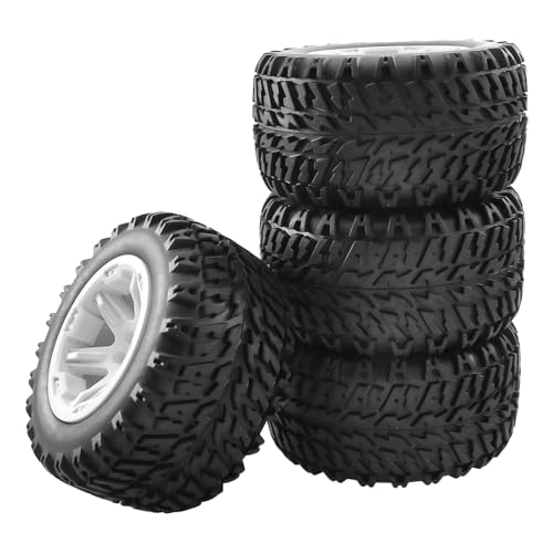 RC Reifen Felgen Kompatibel Mit Traxxas Für HSP Für HPI Für Tamiya Für Kyosho Für Wltoys 1/10 Für Monster Truck Teile 104 Mm Für Buggy-Reifen Rad 12 Mm Sechskant(White) von APMXQWIL