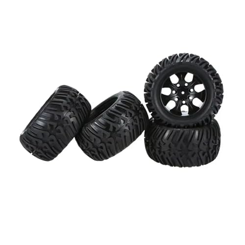 RC Reifen Felgen Kompatibel Mit Trxs Für Himoto Für HSP Für HPI Für Redcat 1/10 RC Für Monster Truck 125 Mm Gummireifen Und Felgen 12 Mm Sechskant 4 Stück(DLT005) von APMXQWIL