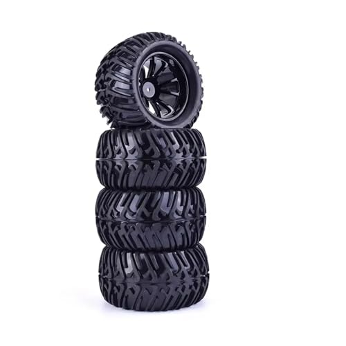 RC Reifen Felgen Kompatibel Mit Trxs Für Himoto Für HSP Für HPI Für Redcat 1/10 RC Für Monster Truck 125 Mm Gummireifen Und Felgen 12 Mm Sechskant 4 Stück(DLT005-1) von APMXQWIL