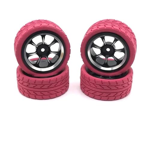 RC Reifen Felgen Kompatibel Mit WLtoys Für WPL MN Für Modell LC 1/18 1/16 1/14 1/12 RC Auto Modifizierte Metallradreifen, Gummireifen-Haut-Upgrade-Teile(Pink) von APMXQWIL