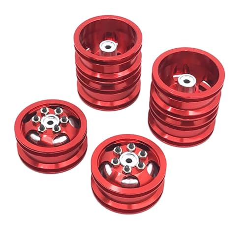 RC Reifen Felgen Kompatibel Mit WPL C14 C24 B14 B24 B16 Für MN78 Für MN99S 4X4 4WD 1/16 1/12 RC LKW Autoteil Metall Beadlock Radnabe Felgen Mit Reifen(Red) von APMXQWIL