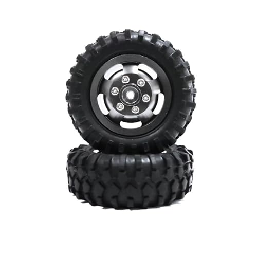 RC Reifen Felgen Kompatibel Mit WPL D12 1/10 RC Upgrade Teil Zubehör Schwarz 2 Stück Felgen Reifen Kunststoff Verschleißfest Rc Felgen Reifen(Gray) von APMXQWIL