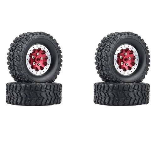 RC Reifen Felgen Kompatibel Mit WPL Für C14 C24 B14 B24 B36 MN D90 MN99S 4-teiliges Metall-Beadlock-Radnabenfelgen- Und Gummireifen-Set RC-Car-Upgrade-Teile(Red) von APMXQWIL
