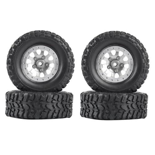 RC Reifen Felgen Kompatibel Mit WPL Für C14 C24 B14 B24 B36 MN D90 MN99S 4-teiliges Metall-Beadlock-Radnabenfelgen- Und Gummireifen-Set RC-Car-Upgrade-Teile(White) von APMXQWIL