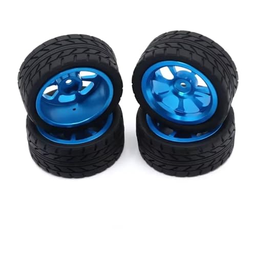 RC Reifen Felgen Kompatibel Mit Wltoys 144001 144002 124016 124017 124019 124018 RC-Automobilteile 65-mm-Metallfelge + High-Grip-Gummireifen(Blue,A) von APMXQWIL