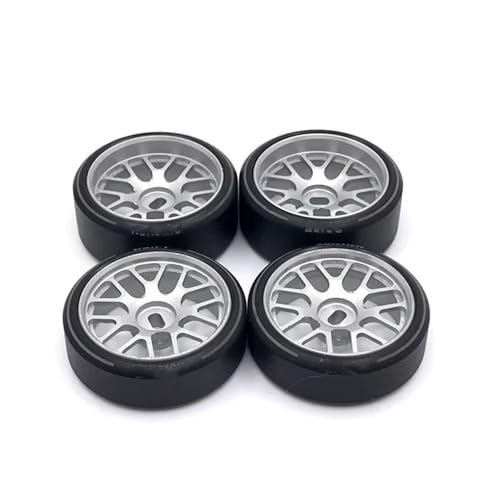 RC Reifen Felgen Kompatibel Mit Wltoys 284131 K969 K979 K989 P929 Für Kyosho Für Mini-Z 1:28 RC Auto Upgrades Teile 27 Mm Driftreifen Reifen Metallfelge(Silver) von APMXQWIL