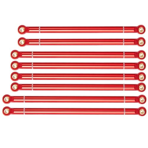 RC Zugstange Kompatibel Mit Axial Für SCX10 1/10 RC Crawler Autoteile 8-teiliges Verbindungsgestänge Aus Aluminiumlegierung, Zerlegter Bausatz, 313 Mm Radstand(Red) von APMXQWIL