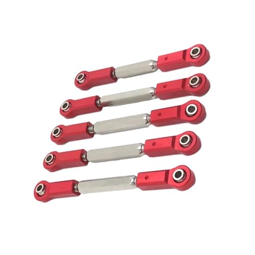 RC Zugstange Kompatibel Mit JLB J3 1/10 RC-Auto-Upgrade-Zubehör, 5-teiliges Metall-Zugstangen-Lenkstangen-Set, RC-Auto-Verbindungsstange(Red) von APMXQWIL