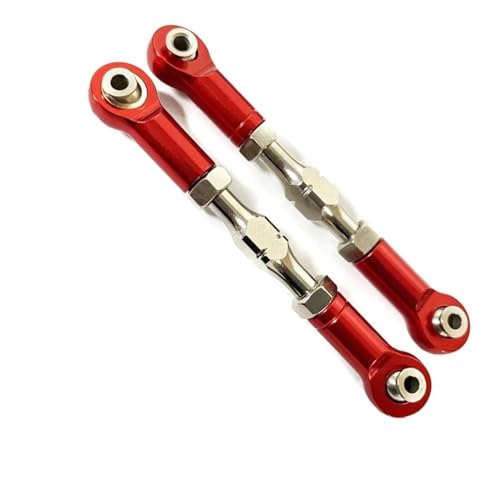 RC Zugstange Kompatibel Mit LOSI Für Baja Für Rey 4WD 1/10 RC-Auto-Tuning-Teile, 2-teiliges Verstellbares Metallgestänge, Servo-Pull-Lenkstangen-Set(Red) von APMXQWIL