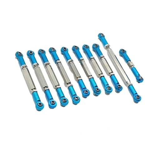 RC Zugstange Kompatibel Mit MN D90 D91 D96 D99S MN99S MN90 1/12 RC-Auto-Tuning-Teile, 10-teiliges Metall-Zugstangen-Lenkstangen-Set(Blue) von APMXQWIL