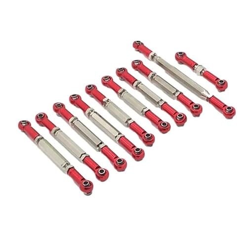 RC Zugstange Kompatibel Mit MN D90 D91 D96 D99S MN99S MN90 1/12 RC-Auto-Tuning-Teile, 10-teiliges Metall-Zugstangen-Lenkstangen-Set(Red) von APMXQWIL