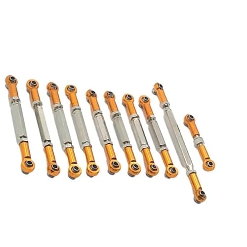 RC Zugstange Kompatibel Mit MN D90 D91 D96 D99S MN99S MN90 1/12 RC-Auto-Tuning-Teile, 10-teiliges Metall-Zugstangen-Lenkstangen-Set(Yellow) von APMXQWIL
